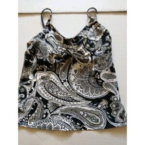 Lands End Tankini Swimsuit Top Womens Size 6 Grey Blue Paisley Underwire NEW
